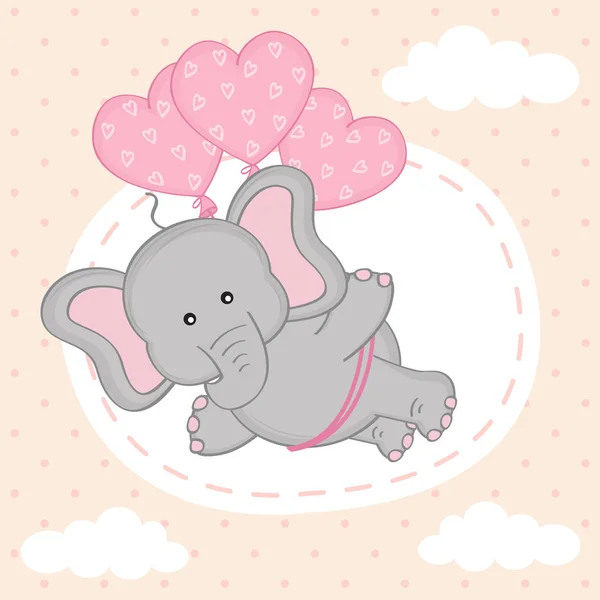 大象乘坐气球 — 图库矢量图片