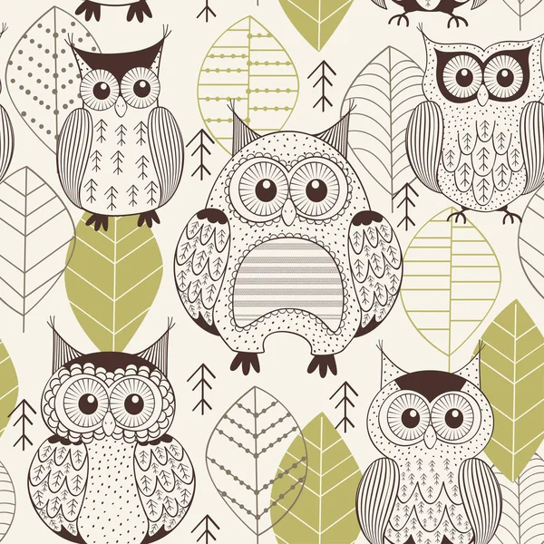 Seamless pattern with owls — Stock Vector