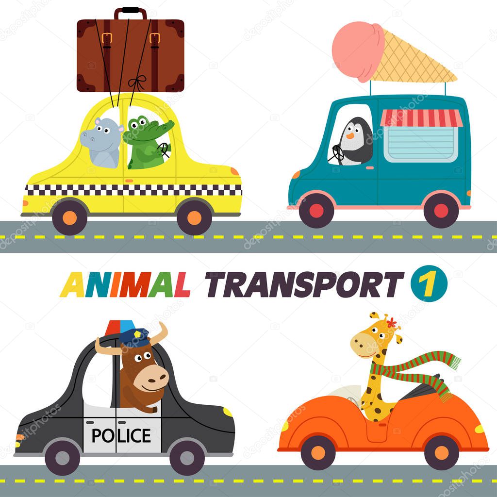 set of isolated transports with animals part 1 