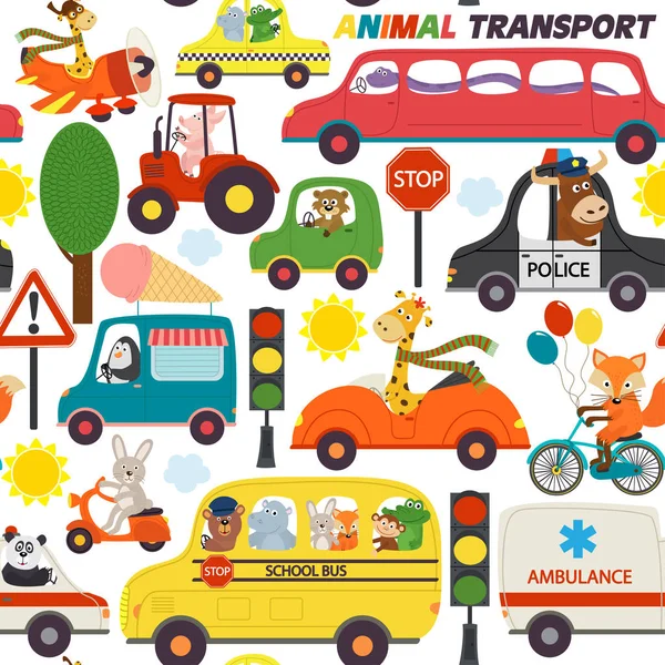 動物とのシームレスなパターン トランスポート — ストックベクタ