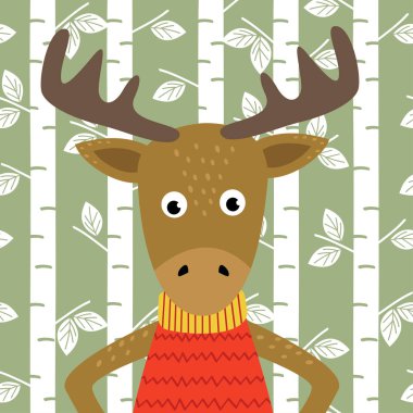 Elk huş ağaçları arka plan üzerinde 