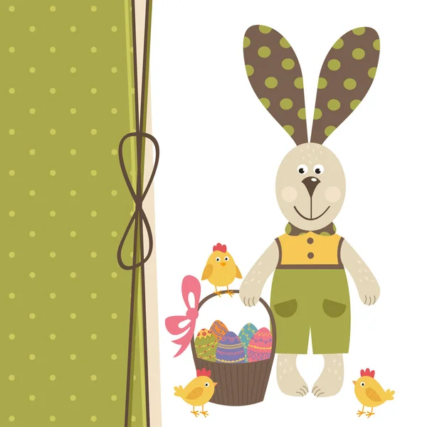 Happy Easter kartkę z życzeniami z bunny chłopiec — Wektor stockowy