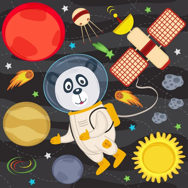 Panda en el espacio — Vector de stock