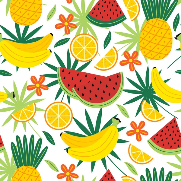 Patrón sin costuras con frutas tropicales — Vector de stock