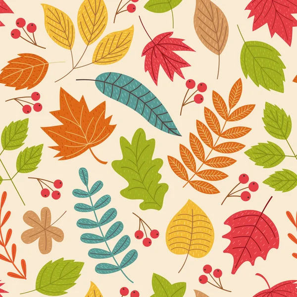 Bezešvé vzory s podzimními listy — Stockový vektor