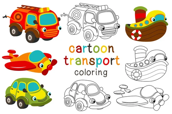 Set von isolierten Cartoon-Transport mit Augen Teil 1 — Stockvektor