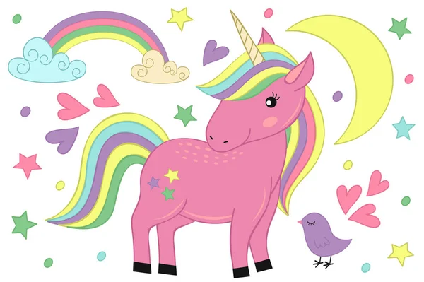 Unicornio Mágico Pájaro Ilustración Vectorial Eps — Archivo Imágenes Vectoriales