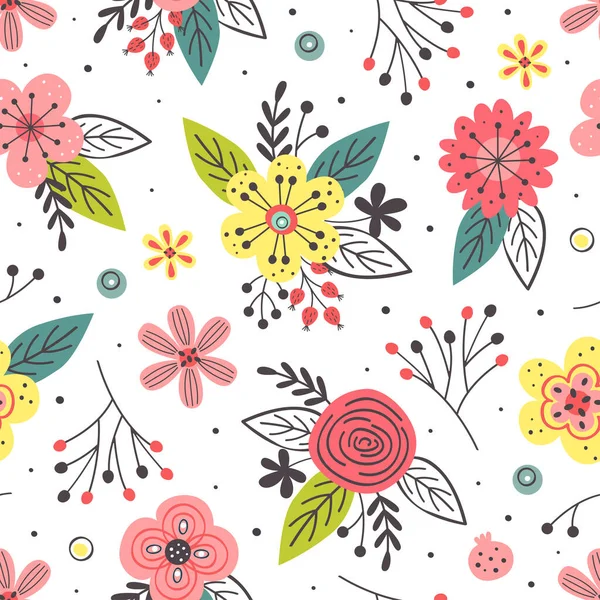 floral seamless pattern on white background  - vector illustration, eps    