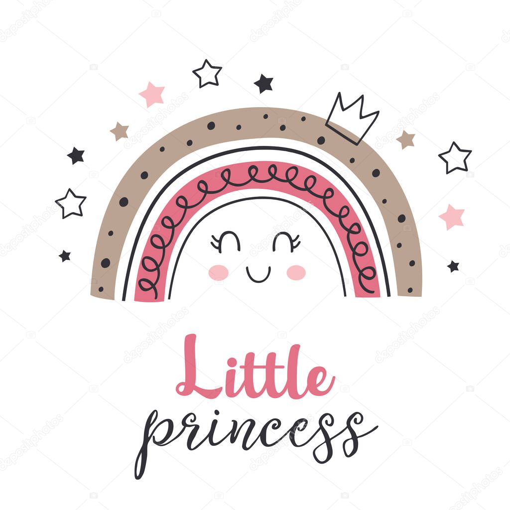 poster with princess rainbow on white background  - vector illustration, eps    