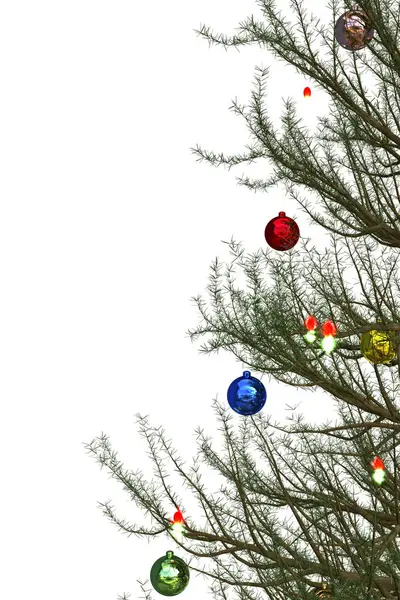 Kerstboom met kleurrijke bollen — Stockfoto