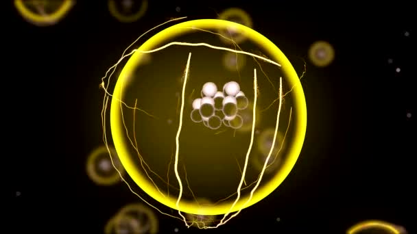 Soyut Bir Sülfür Atomu Ile Çekirdek Elektronlar Gösterimi — Stok video