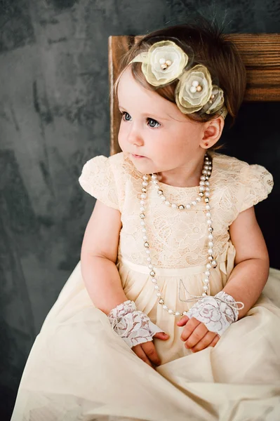 Cute baby girl dressed as bride — Stock Photo, Image