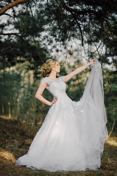 güzel gelin kadın portre ile poz onu düğün günü gelin buketi