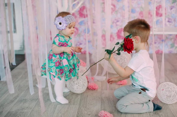 Genç ve küçük şirin todler kız Studio gülümseyen