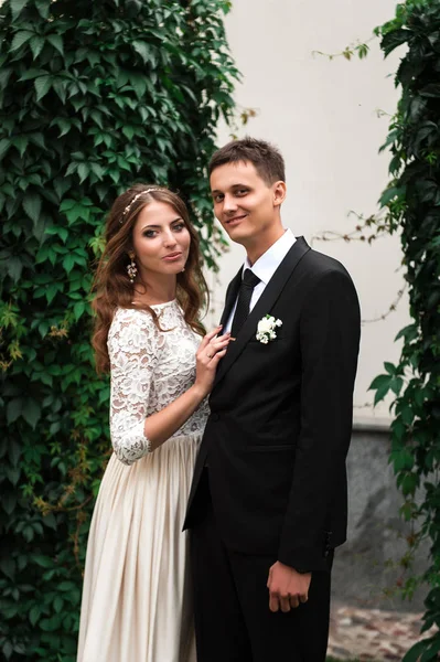 Gelin ve damat düğün töreninde arch yakınındaki standı.