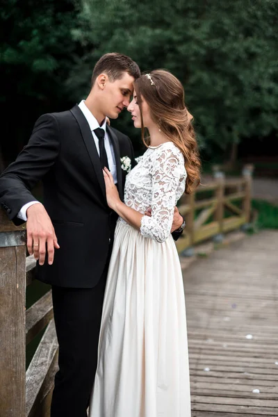 mutlu gelin ve Damat Düğün günü üzerinde bir park