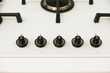 Modern kithchen gaz paneli ocağı. Yakın çekim