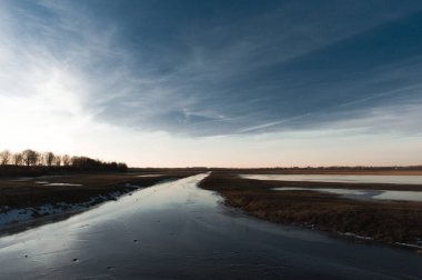 Sping arka plan - nehir, göl, kar, erime, ısınma, environm