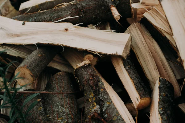 Drewno opałowe tło - siekane drewno opałowe na stosie — Zdjęcie stockowe