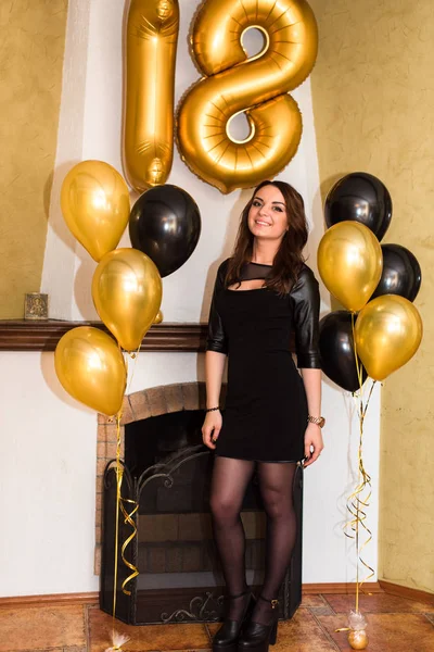 A birthday girl on her 18th birthday with baloons — Stock Photo, Image