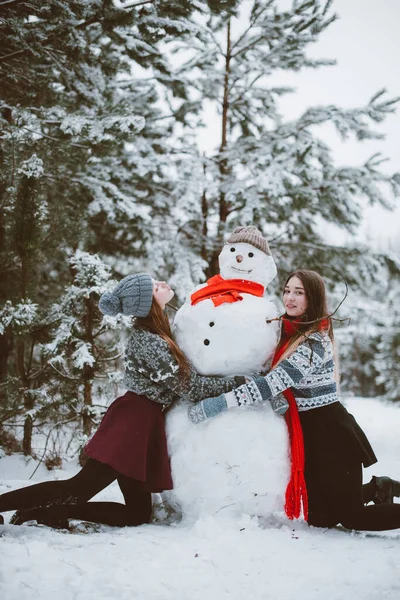 Two Young Teenage Hipster Girl Friends Together Close Fashion Portrait — Stock Photo, Image