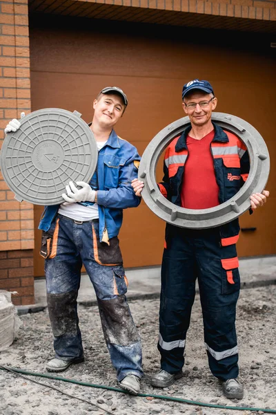 Business Edilizia Lavoro Squadra Concetto Persone Gruppo Costruttori Sorridenti All — Foto Stock