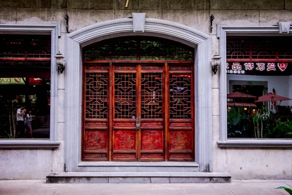 Hangzhou Kina August1 2017 Fasad Asiatiska Hus Gatan För Turister — Stockfoto