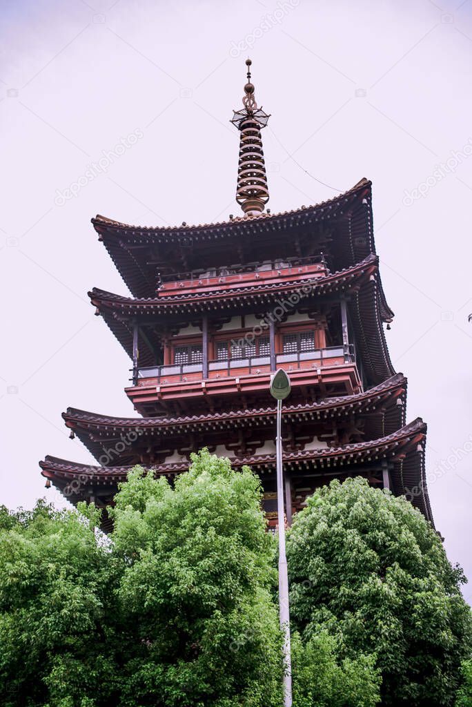 Hangzhou, China - August1, 2017: old historical architecture and museums. 