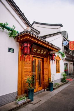 Hangzhou, Çin - 1 Ağustos 2017: Eski tarihi mimari ve müzeler. 