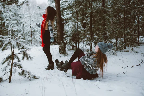 Due Giovani Amiche Hipster Adolescenti Insieme Close Ritratto Moda Due — Foto Stock