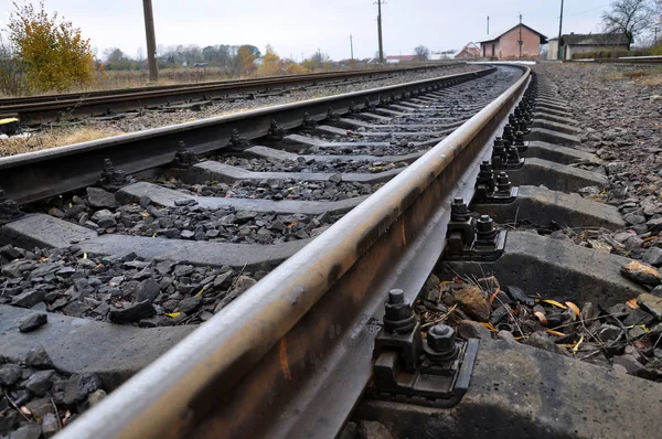 Järnvägsspår och sliprar — Stockfoto