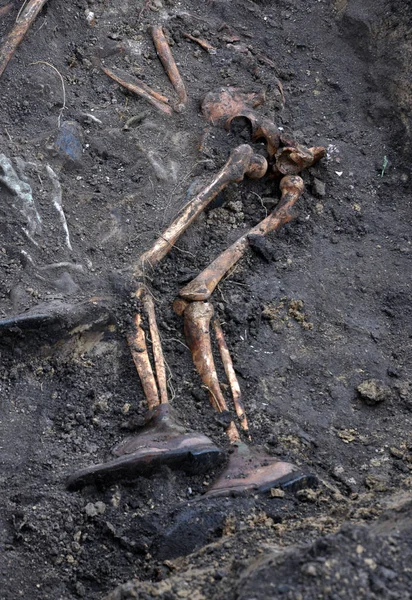 Excavaciones en el lugar del tiroteo de 52 patriotas ucranianos — Foto de Stock