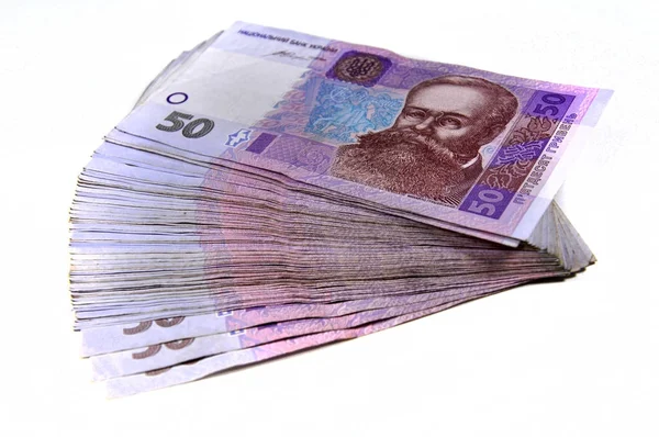 50 hryvnias 우크라이나어 지폐 더미에 있다 — 스톡 사진