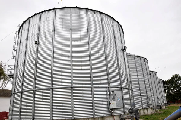 Silos for grain storage.