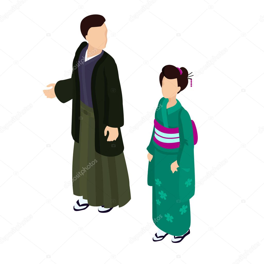Isometric vector man and woman couple