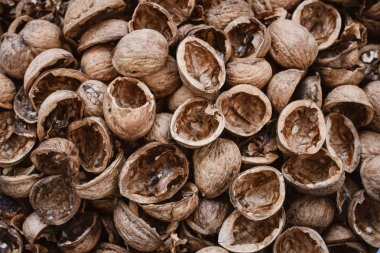 Kuru ceviz kabuğu arkaplanı. 