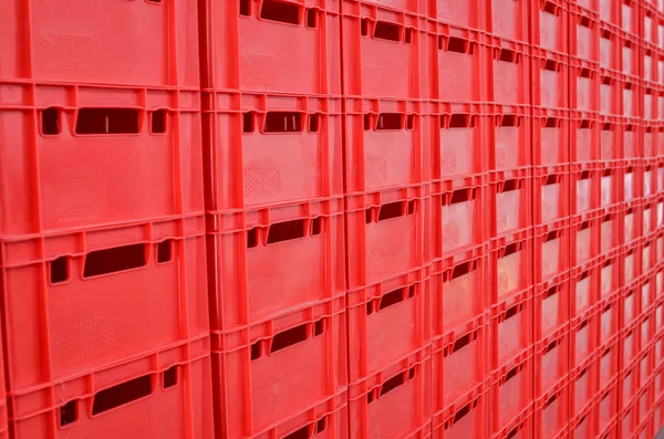 Muchas Cajas Almacenamiento Plástico Rojo Patrón Sin Costura — Foto de Stock