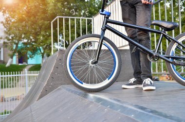 BMX biker in the extreme skating park