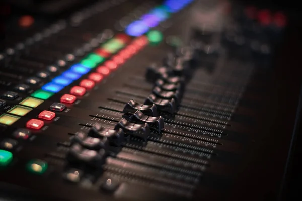 Buttons Professsional Music Audio Sound Mixer Low Dof Selective Focus — Stok fotoğraf
