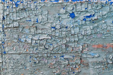 Kırık boyalı mavi ahşap zemin.