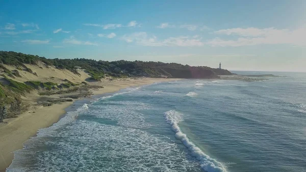 Πρωινό drone shot της Νόρα φως κεφάλι με φακό φωτοβολίδα — Φωτογραφία Αρχείου