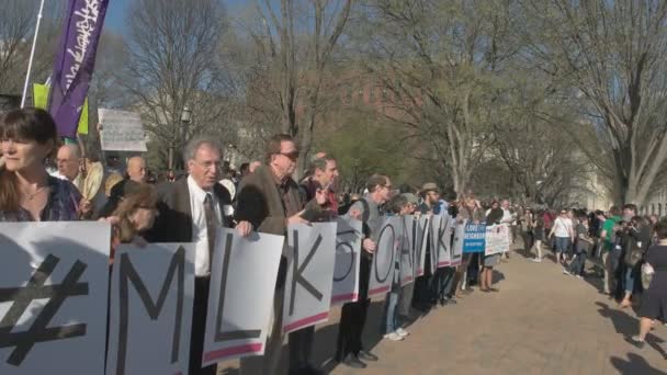 华盛顿特区- 2017年4月4日：华盛顿特区白宫的抗议者的全景 — 图库视频影像