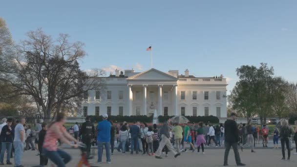 2017 년 4 월 4 일에 확인 함 . WASHINGTON, DC, USA - April 4, 2017: long shot of white house and tourists from the North side in washington — 비디오