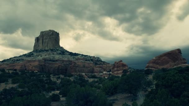 Zoom in on a butte and storm clouds near page, az — Stock Video