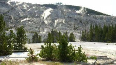 Yellowstone 'da yanan dağın geniş manzarası