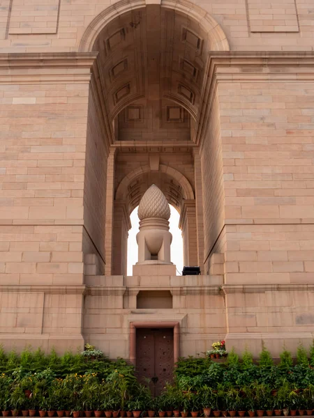 Primer plano del lado de la puerta de la India en Nueva Delhi al amanecer —  Fotos de Stock