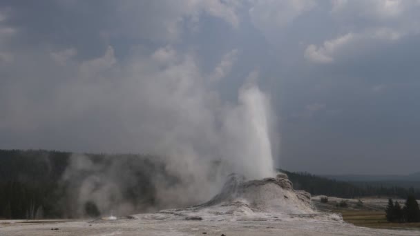 180fps zpomalený záběr zámeckého gejzíru vybuchujícího v národním parku Yellowstone — Stock video