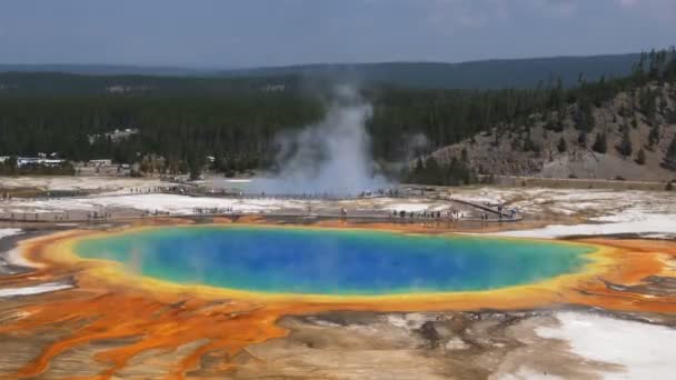 Időeltolódás Nagy Prizmás Medence Yellowstone Nemzeti Park Usa — Stock videók
