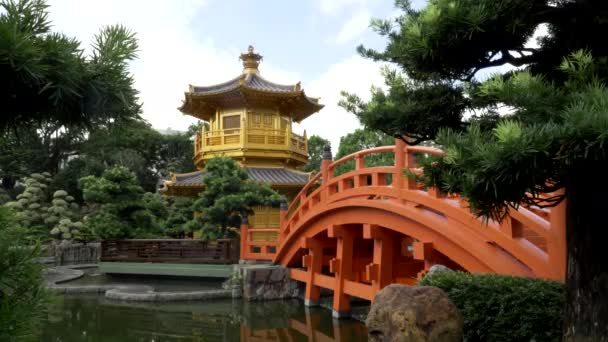 Hong Kong Çin Deki Nan Lian Garden Daki Köprü Pavilyon — Stok video