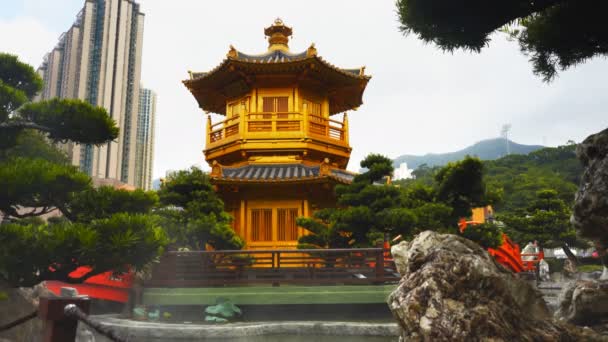 Pavilhão Nan Lian Perfeição Absoluta Jardim Enevoado Hong Kong China — Vídeo de Stock